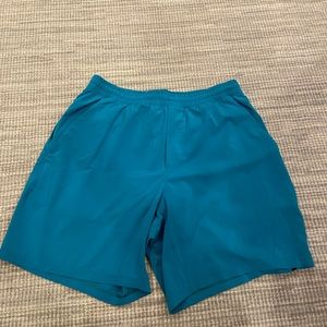 Lululemon teal pace breaker lined shorts. Size Large